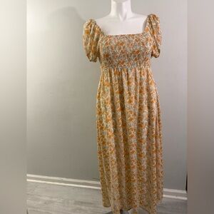 Elegant Orange and Cream Maxi Dress